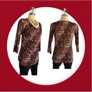BIANCA NYGARD Pink and Brown Leopard 3/4 Sleeves top Size 6